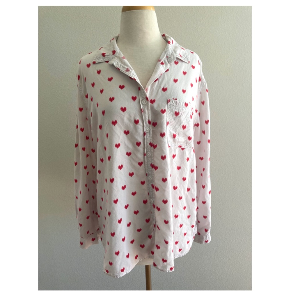 beachlunchlounge Alanna Heart Print Blouse • Large